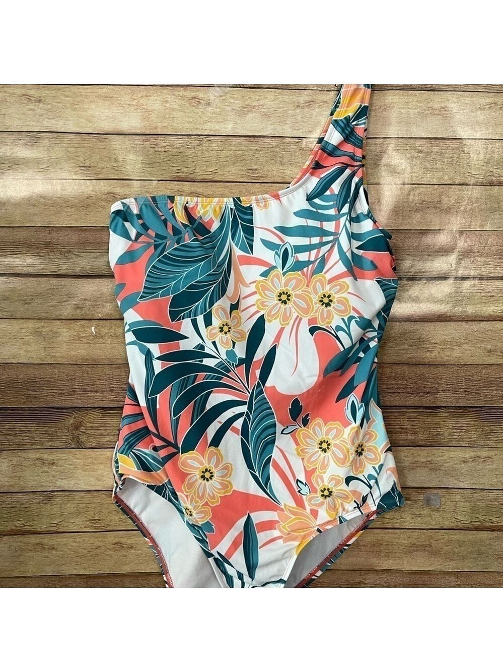 Jantzen Women’s Rainforest One Shoulder One Piece Floral Swimsuit Size: 16 - Picture 3 of 12